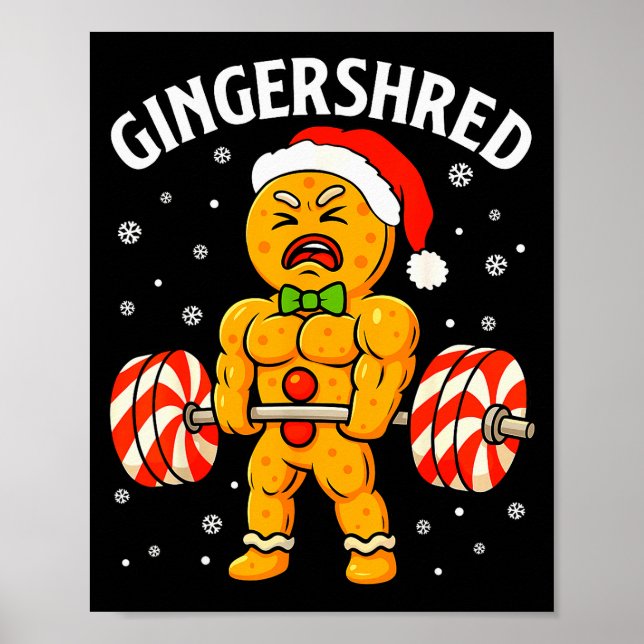 Gingershred Funny Gingerbread Man Gym Bodybuilding Poster (Vorne)