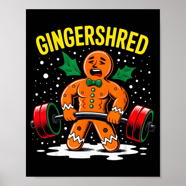 Gingershred Funny Gingerbread Man Gym Bodybuilding Poster (Vorne)