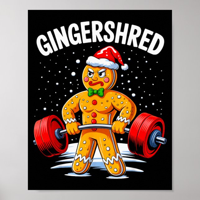Gingershred Funny Gingerbread Man Gym Bodybuilding Poster (Vorne)