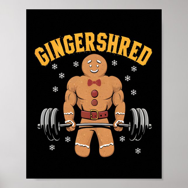 Gingershred Funny Gingerbread Man Gym Bodybuilding Poster (Vorne)