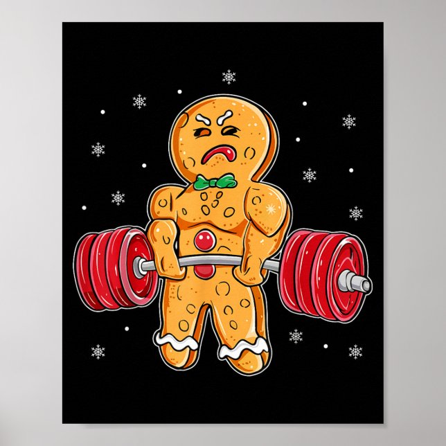 Gingershred Funny Gingerbread Man Gym Bodybuilding Poster (Vorne)