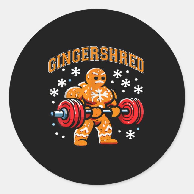 Gingershred Funny Gingerbread Man Gym Bodybuilding Runder Aufkleber (Vorderseite)