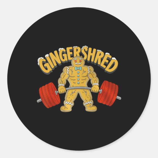 Gingershred Funny Gingerbread Man Gym Bodybuilding Runder Aufkleber (Vorderseite)