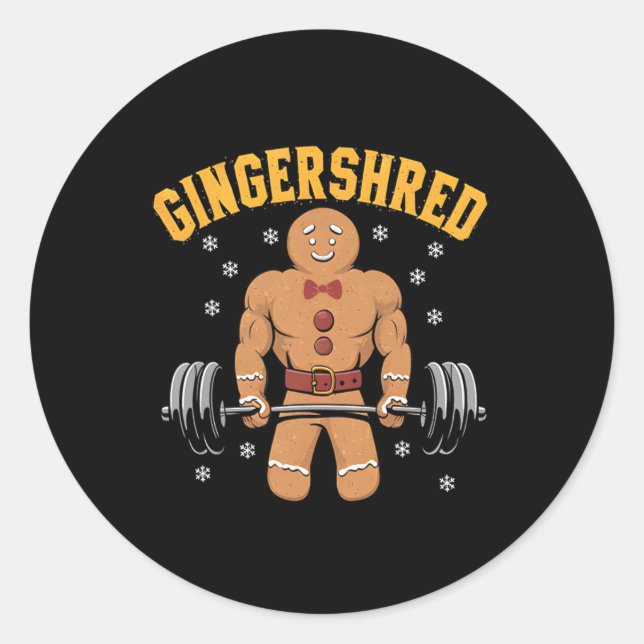 Gingershred Funny Gingerbread Man Gym Bodybuilding Runder Aufkleber (Vorderseite)
