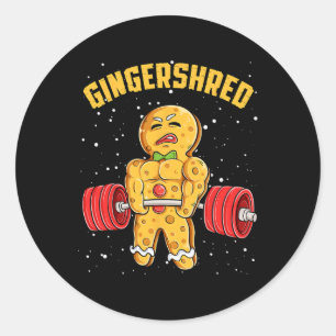 Gingershred Funny Gingerbread Man Gym Bodybuilding Runder Aufkleber