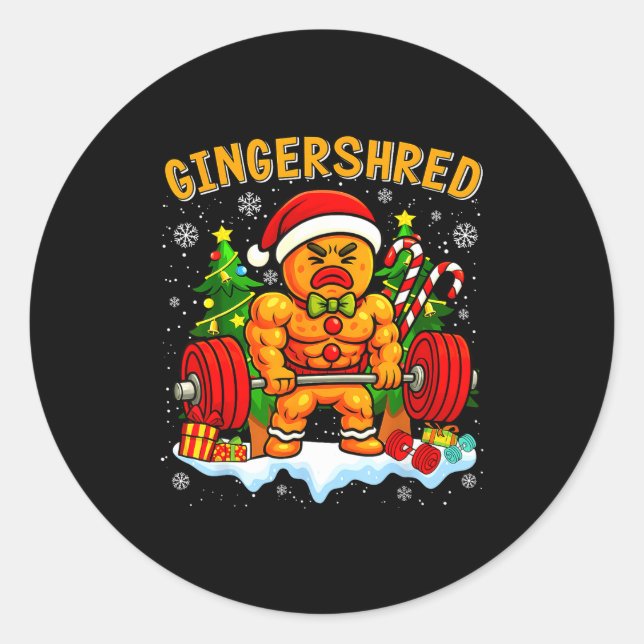 Gingershred Funny Gingerbread Man Gym Bodybuilding Runder Aufkleber (Vorderseite)