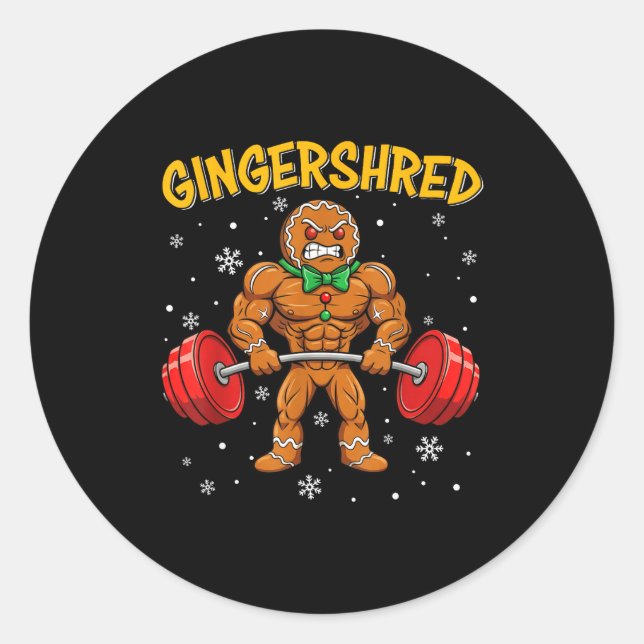 Gingershred Funny Gingerbread Man Gym Bodybuilding Runder Aufkleber (Vorderseite)