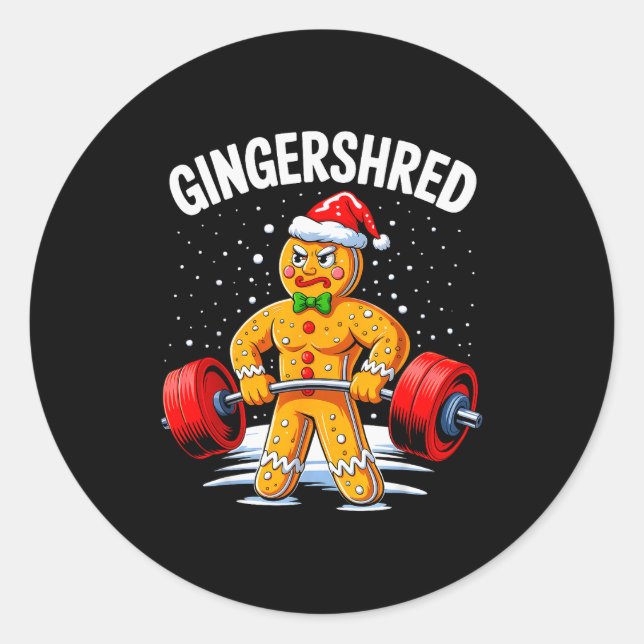 Gingershred Funny Gingerbread Man Gym Bodybuilding Runder Aufkleber (Vorderseite)