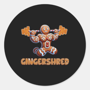 Gingershred Funny Gingerbread Man Gym Bodybuilding Runder Aufkleber