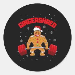 Gingershred Funny Gingerbread Man Gym Bodybuilding Runder Aufkleber