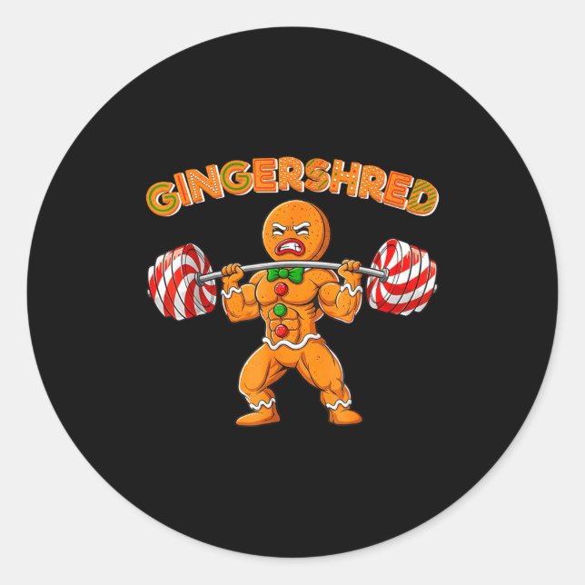 Gingershred Funny Gingerbread Man Gym Bodybuilding Runder Aufkleber (Vorderseite)