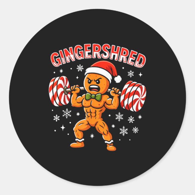 Gingershred Funny Gingerbread Man Gym Bodybuilding Runder Aufkleber (Vorderseite)