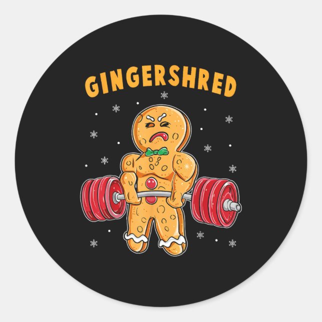 Gingershred Funny Gingerbread Man Gym Bodybuilding Runder Aufkleber (Vorderseite)
