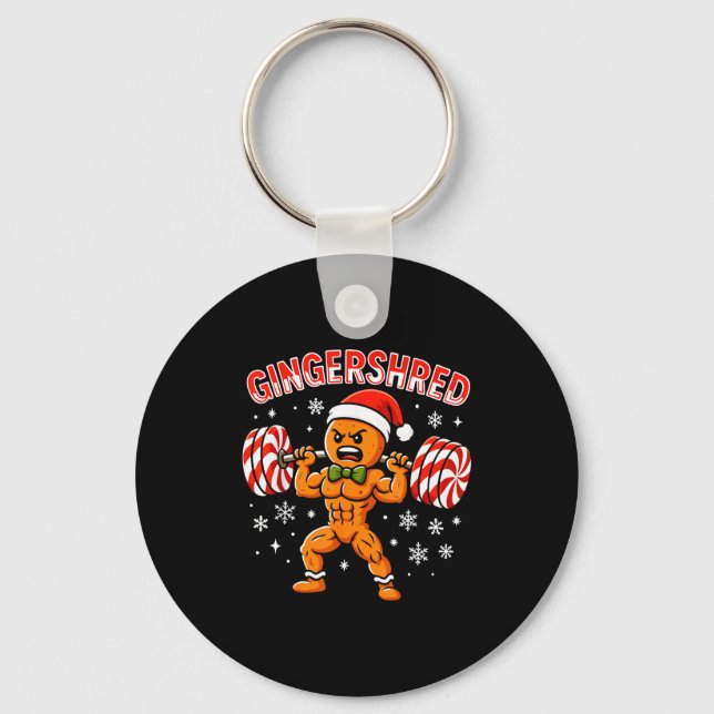 Gingershred Funny Gingerbread Man Gym Bodybuilding Schlüsselanhänger (Vorderseite)