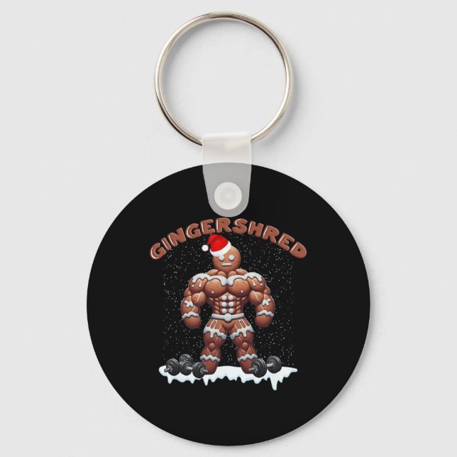 Gingershred Funny Gingerbread Man Gym Bodybuilding Schlüsselanhänger (Vorderseite)