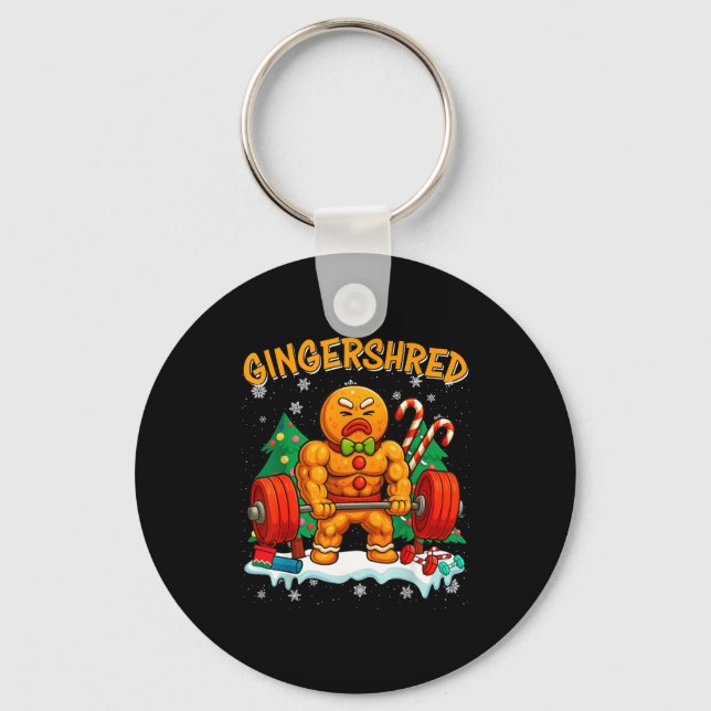 Gingershred Funny Gingerbread Man Gym Bodybuilding Schlüsselanhänger (Vorderseite)
