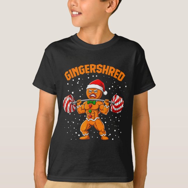 Gingershred Funny Gingerbread Man Gym Bodybuilding T-Shirt (Vorderseite)