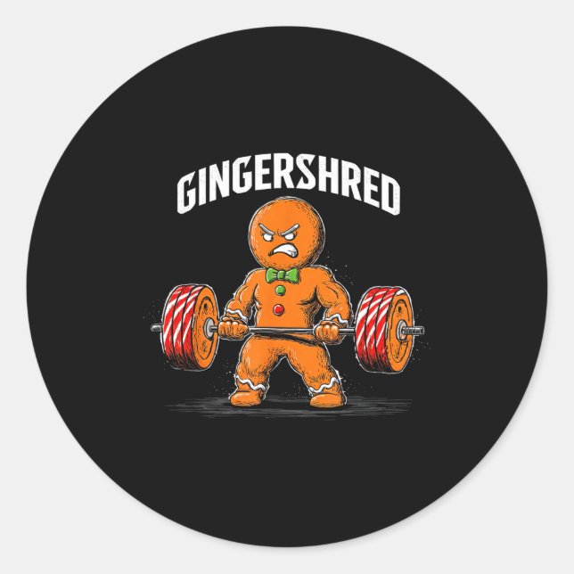 Gingershred Gingerbread Christmas Workout Gym Ging Runder Aufkleber (Vorderseite)