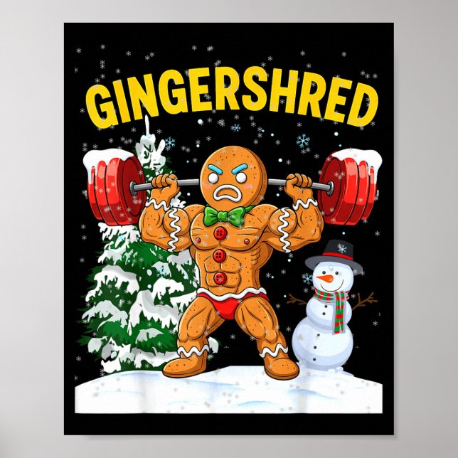 Gingershred Gingerbread Man Bodybuilding Christmas Poster (Vorne)