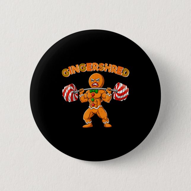 Gingershred Gingerbread Workout Pjs Christmas Xmas Button (Vorderseite)