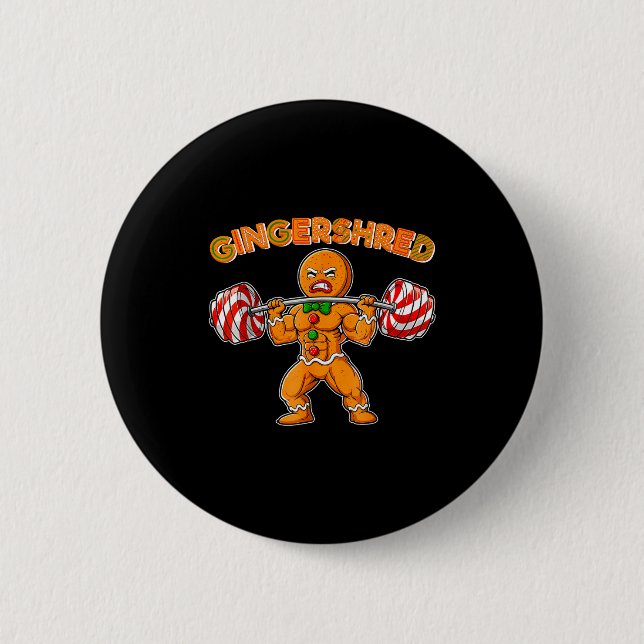 Gingershred Gingerbread Workout Pjs Christmas Xmas Button (Vorderseite)