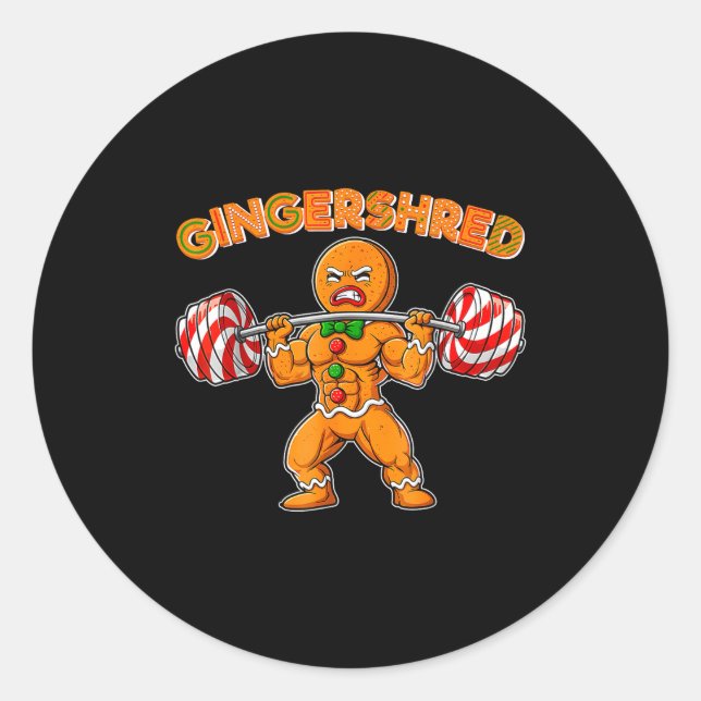 Gingershred Gingerbread Workout Pjs Christmas Xmas Runder Aufkleber (Vorderseite)