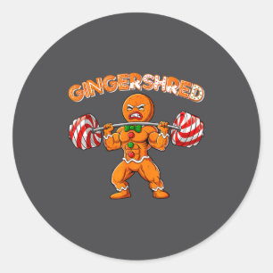Gingershred Lustiger Weihnachtsmann-Gym Bodybuildi Runder Aufkleber