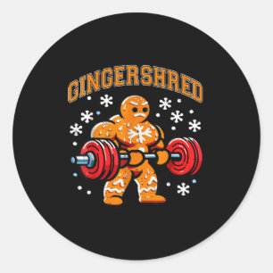 Gingershred Lustiger Weihnachtsmann Gym Fitness Runder Aufkleber