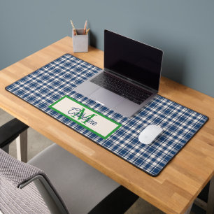 Gingham à carreaux bleu et vert Tartan Monogramme