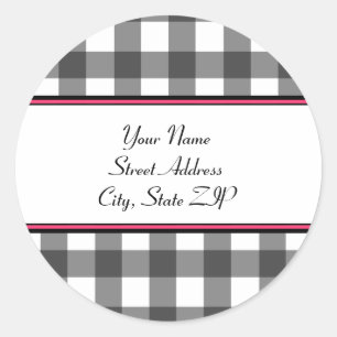 Gingham Address Labels Runder Aufkleber