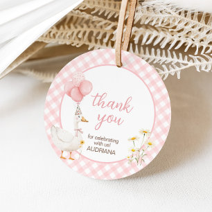 Gingham Albern Goose Birthday Party Geschenkanhänger