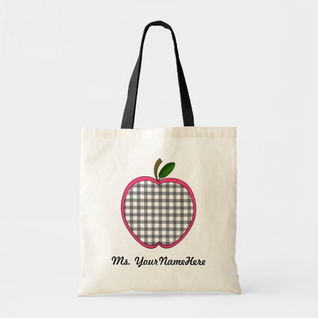 Gingham-Apple-Lehrer-Tasche Tragetasche (Vorne)