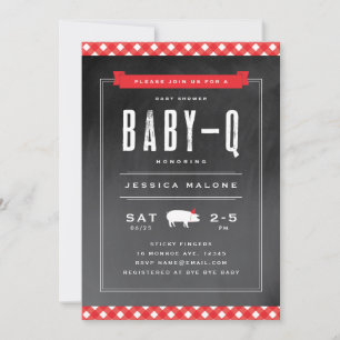 Gingham Baby BBQ Babyparty Einladung