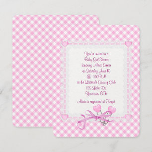 Gingham Baby Girl Einladung