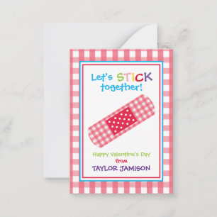 Gingham Bandage Valentine's Klassenzimmer Cards Mitteilungskarte