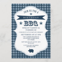 Gingham Barbecue Birthday Party Einladung