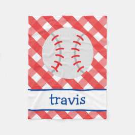 Gingham Baseball Personalisiert Fleece Blanket