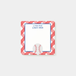Gingham Baseball Personalisiert Post-it Notepad Post-it Klebezettel