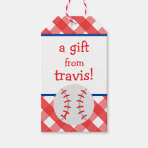 Gingham Baseball Personalisierte Gift Tags