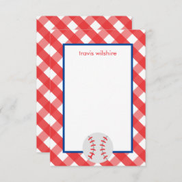 Gingham Baseball Personalisierte Mitteilungskarten