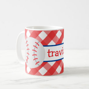 Gingham Baseball personalisierte Mug Kaffeetasse