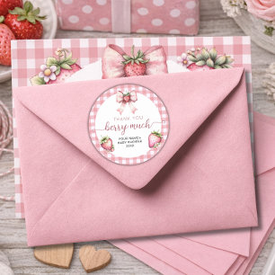 Gingham-Beeren-Baby-Shower Runder Aufkleber