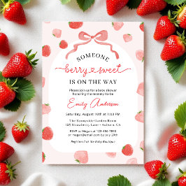 Gingham Berry Sweet Croquette Bow Baby Shower Einladung