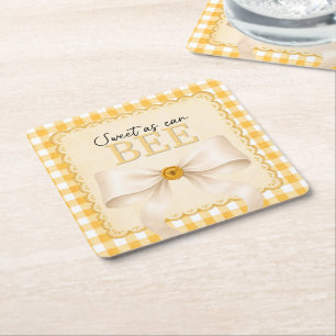 Gingham-Biene-Baby-Shower-Dekor Papieruntersetzer Rechteckiger Pappuntersetzer