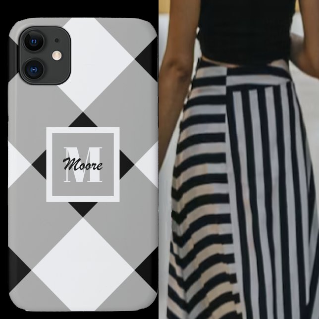 Gingham - Black and Gray Phone Case (Gingham - Black and Gray Phone Case by Leapfroglisics Shop)