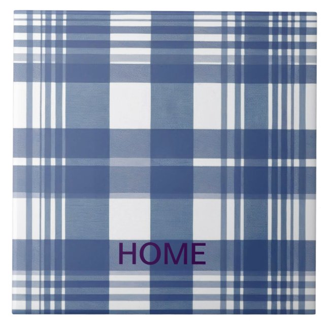 Gingham blau-weiß fliese (Vorderseite)