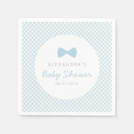 Gingham Blue-Bow-Krawatte-Babydusche Serviette