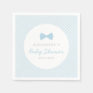 Gingham Blue-Bow-Krawatte-Babydusche Serviette
