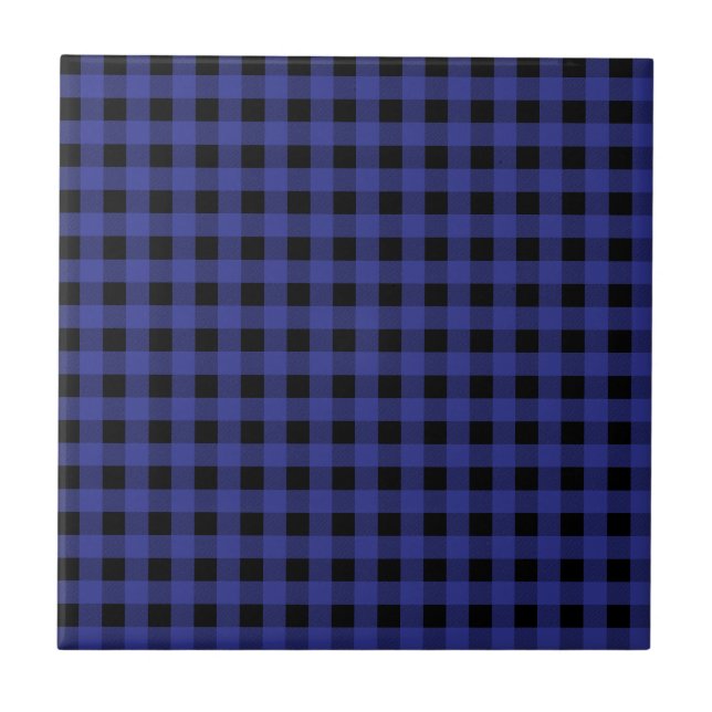 Gingham Blue und Black Fliese (Vorderseite)