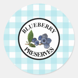 Gingham Blueberry Preserve Runder Aufkleber
